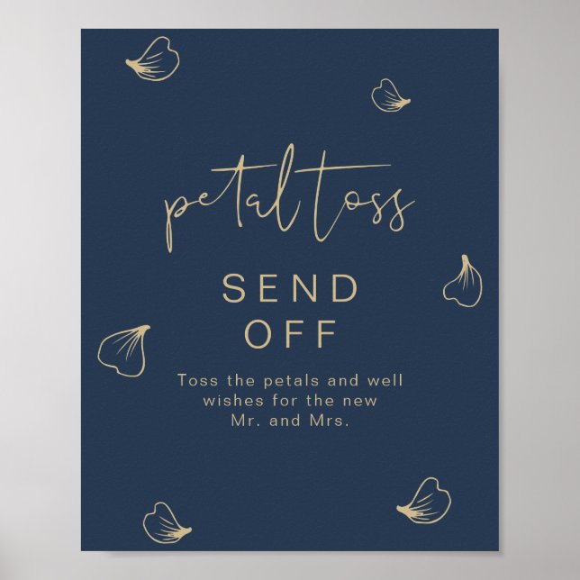 Affiche CAITLIN Marine & Gold Mariage Petal Toss (Devant)