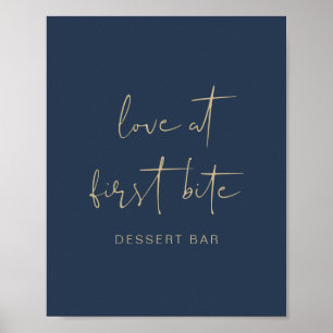 Affiche CAITLIN Modern Navy Bleu et Gold Dessert Bar