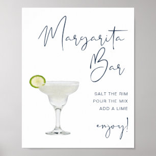 Affiche CAITLIN Navy Blue Modern Margarita Bar Sign