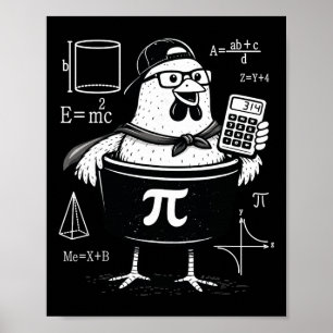 Affiche Calculatrice drôle de poulet tenant un pot Prof de
