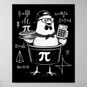 Affiche Calculatrice drôle de poulet tenant un pot Prof de