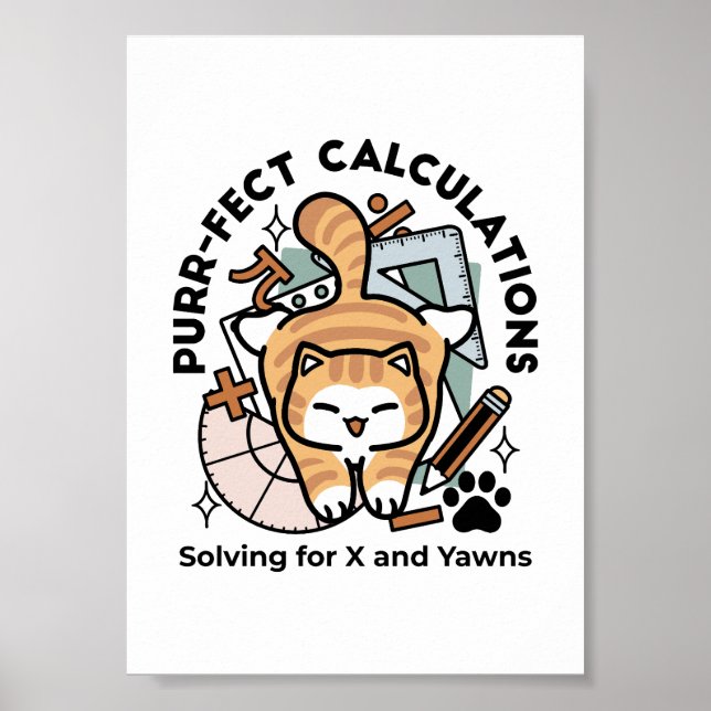Affiche Calculs Parfaits – Création de chat de maths drôle (Devant)