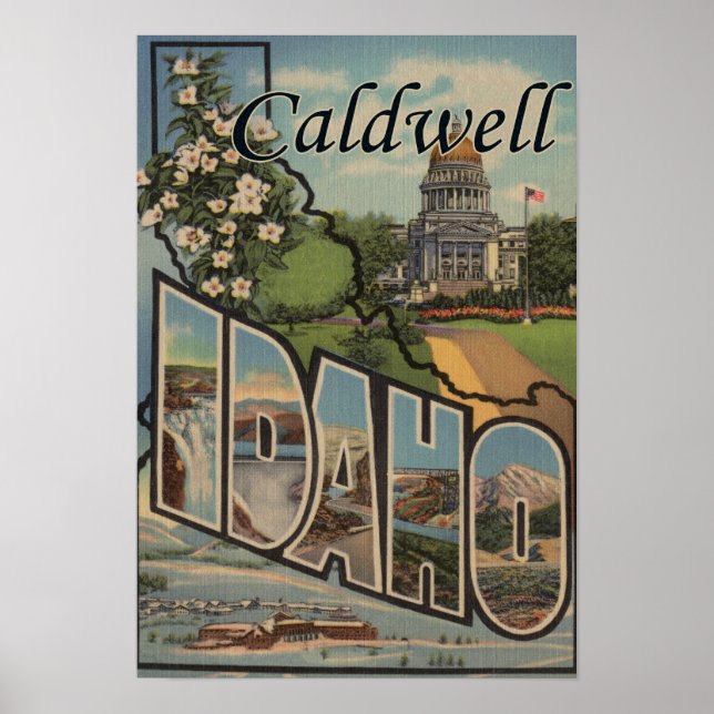 Affiche Caldwell, Idaho - Scènes de grandes lettres (Devant)