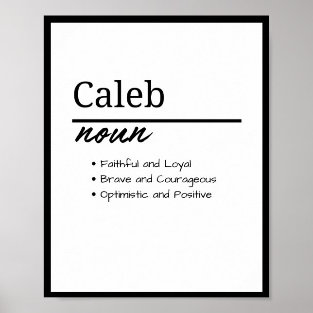 Affiche Caleb, Définition de prénom personnalisé garçon (Devant)