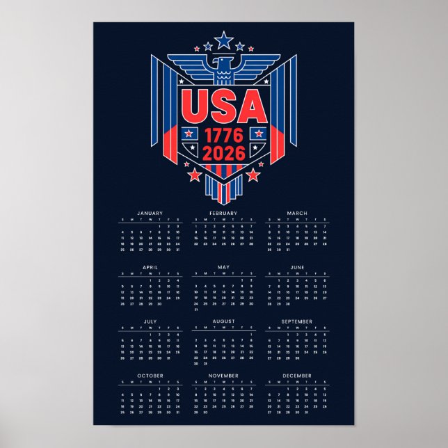 Affiche Calendrier 1776-2026 USA (Devant)