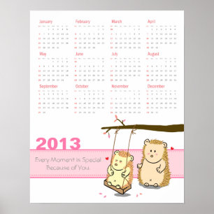 Affiche Calendrier 2013 : Couple de hérissons mignons sur 