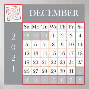Affiche calendrier 2021 décembre