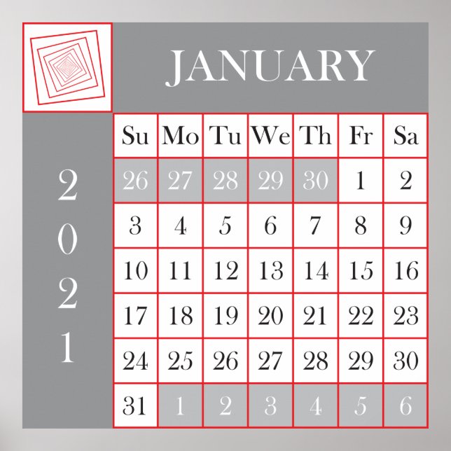 Affiche calendrier 2021 janvier (Devant)