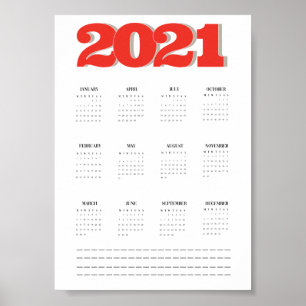 Affiche Calendrier 2021 pour affichage mural
