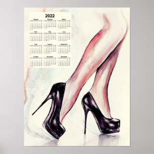 Affiche Calendrier 2022, talons hauts - attribut femmes