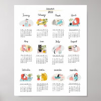 Calendrier 2023 Cartoon mignon Chats et Chiens
