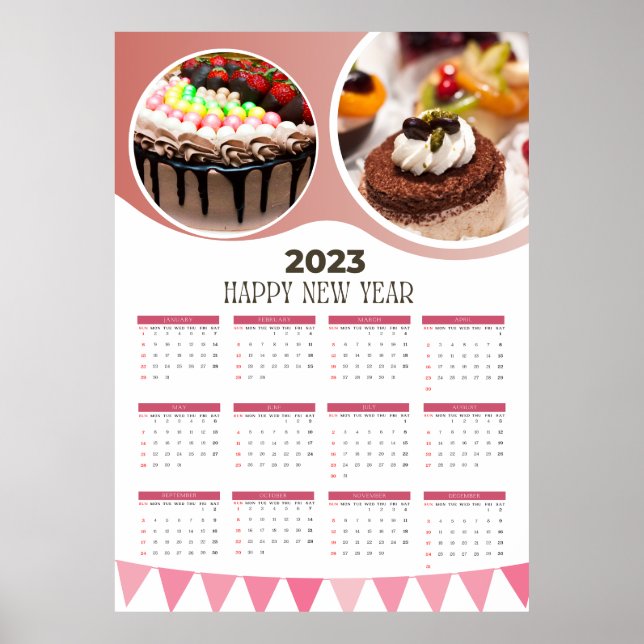Affiche calendrier 2023 délices gâteaux (Devant)