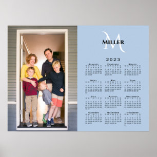 Affiche Calendrier 2023 Photo personnalisée Monogramme sur