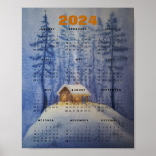 Affiche calendrier 2024 aquarelle