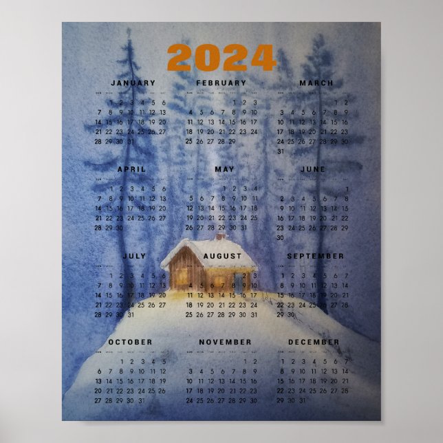 Affiche calendrier 2024 aquarelle (Devant)