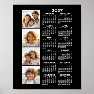 Affiche Calendrier 2024 avec un collage de 4 photos - noir