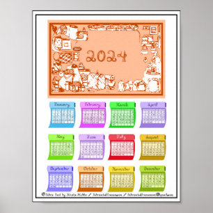 Affiche Calendrier 2024 Boulons Tissu Police Couture Impri