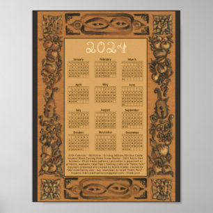 Affiche Calendrier 2024 Château de Windsor Grinling Gibbon
