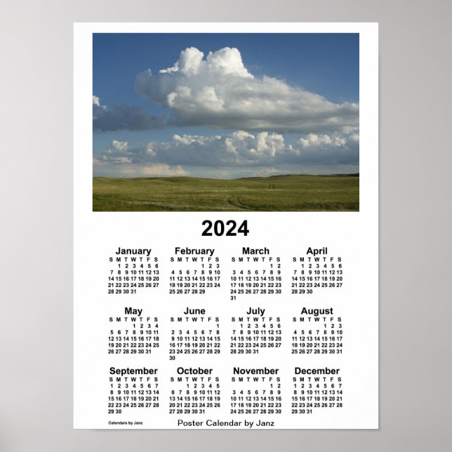 Affiche Calendrier 2024 des Nebraska Sandhills par Janz Po (Devant)