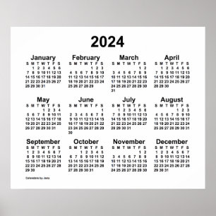 Affiche Calendrier 2024 fond blanc de Janz