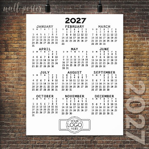 Affiche Calendrier 2024 - Minimaliste Noir Blanc de Base