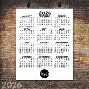 Affiche Calendrier 2024 - Minimaliste Noir Blanc de Base