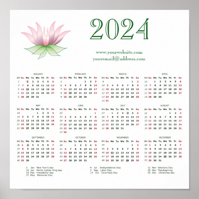 Affiche Calendrier 2024 pour les entreprises (Devant)