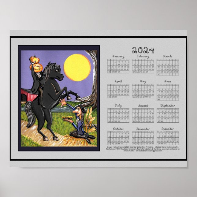 Affiche Calendrier 2024 Sleepy Hollow Tissu Fonte Imprimé (Devant)