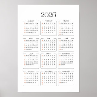 Affiche Calendrier 2025