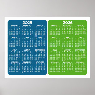Affiche Calendrier 2025 2026 - Minimal Basique  2 ans