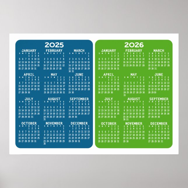 Affiche Calendrier 2025 2026 - Minimal de base  2 ans (Devant)