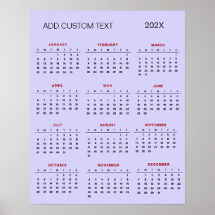 Affiche Calendrier 2025 avec texte personnalisé tendance  