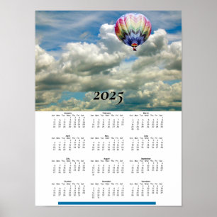 Affiche Calendrier 2025 - Ballons à air chaud dans les nua