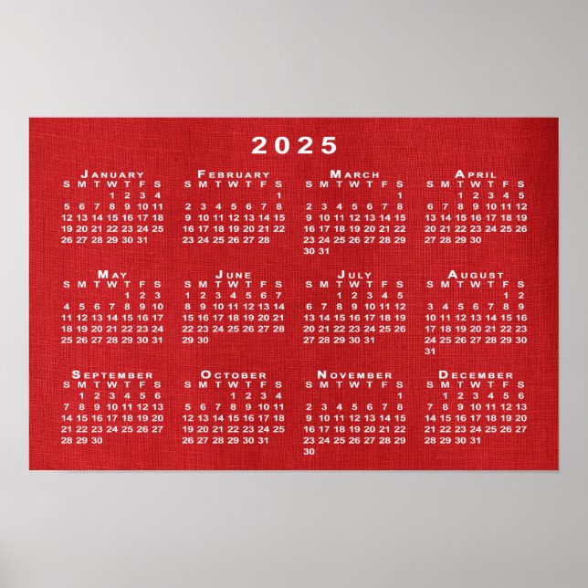 Affiche Calendrier 2025 blanc sur photo personnalisable (Devant)