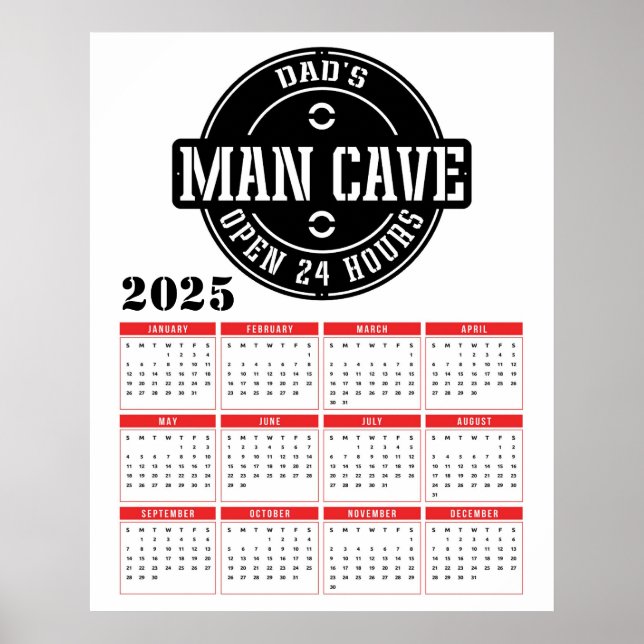 Affiche Calendrier 2025 de la Caverne de l'Homme de Papa (Devant)
