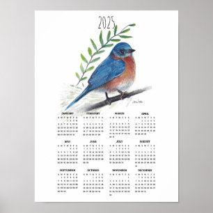 Affiche Calendrier 2025 de l'affiche Bluebird On Branch