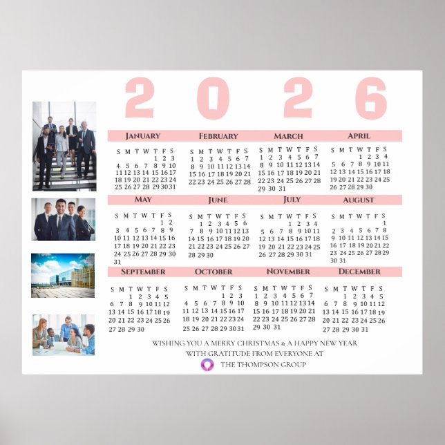 Affiche Calendrier 2025 Multi Photo Noël Cadeau Entreprise (Devant)