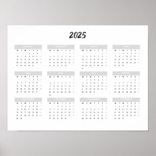 Affiche Calendrier 2025 Par Mois Accueil Bureau scolaire M