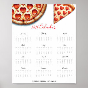 Affiche Calendrier 2025 Pizza Lover ou Promo Petite Entrep