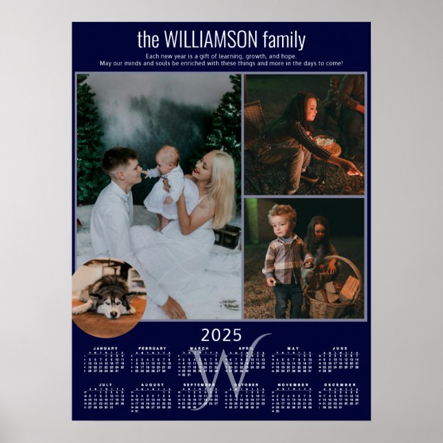 Affiche Calendrier 2025 pour collage de 4 photos Souvenir  (Devant)