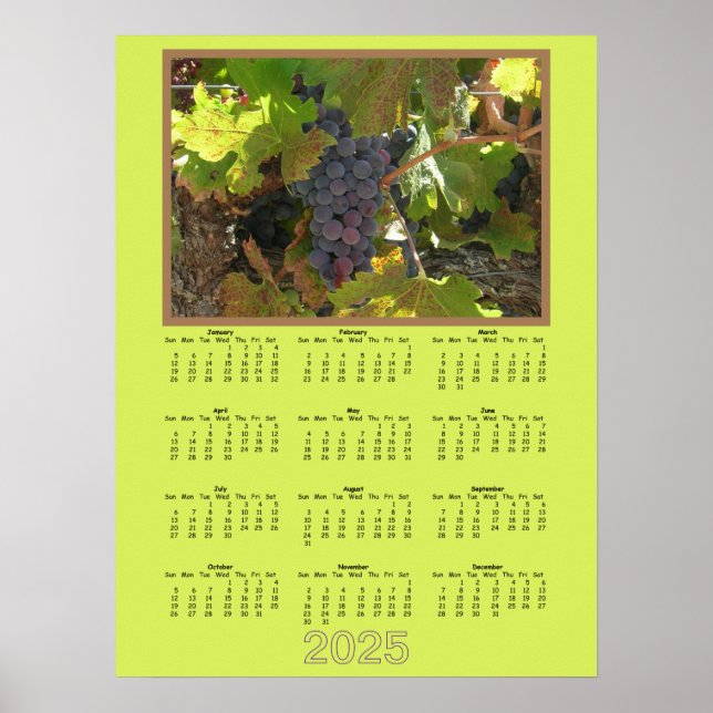 Affiche Calendrier - 2025 Raisins sur la Vigne (Devant)