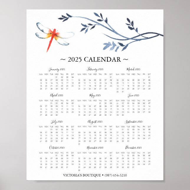 Affiche Calendrier 2025 Red Dragonfly Business Promo (Devant)