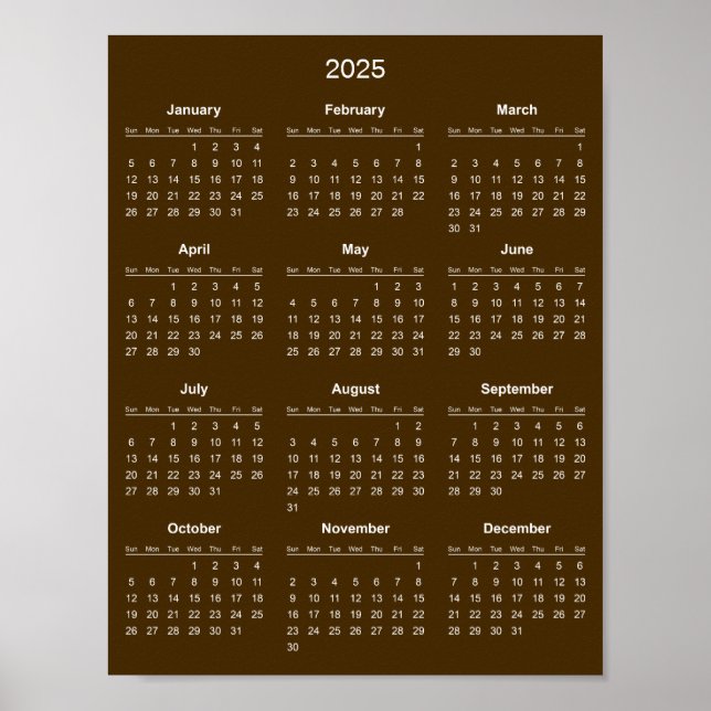 Affiche Calendrier 2025 Simple et Élégant |  (Devant)