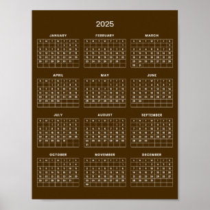 Affiche Calendrier 2025 Simple et Élégant