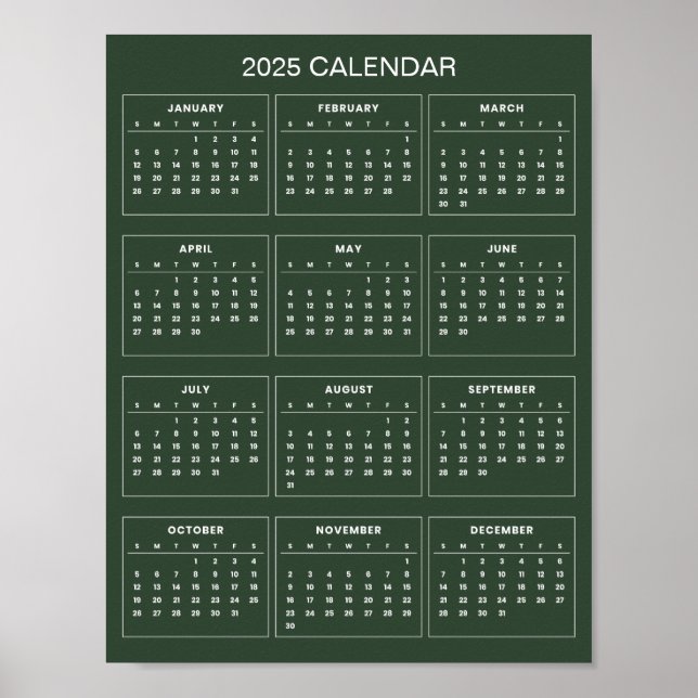 Affiche Calendrier 2025 Simple et Élégant |  (Devant)