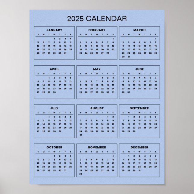 Affiche Calendrier 2025 Simple et Élégant |  (Devant)