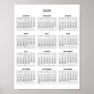 Affiche Calendrier 2025 Simple et Élégant   