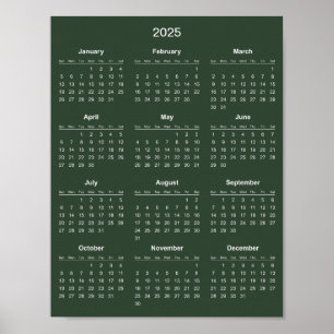 Affiche Calendrier 2025 Simple et Élégant   