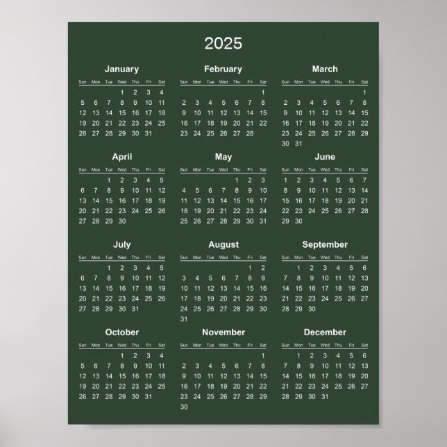 Affiche Calendrier 2025 Simple et Élégant |  (Devant)