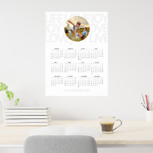 Affiche Calendrier 2025 SImple Gras VIVEZ AMOUR JOIE